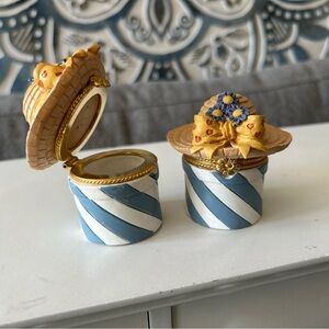 Vintage Papel Giftware  Hinged Jewelry Trinket Box  Straw Hat on aGift Box Set 2